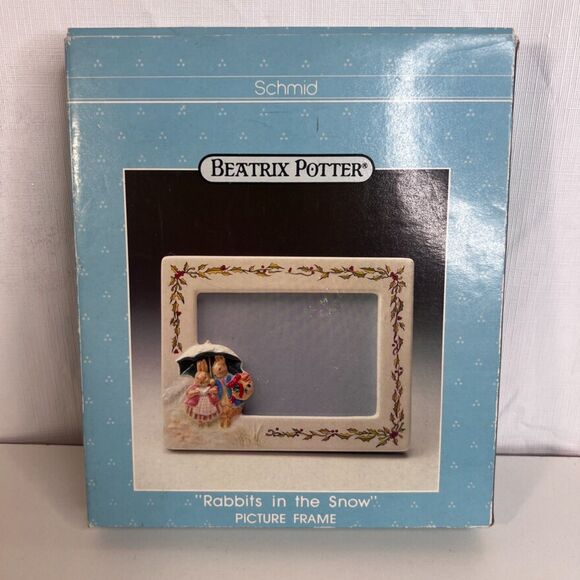 Schmid Beatrix Potter NEW Rabbits in the Snow Picture Frame VTG 1989 Christmas - Picture 2 of 9